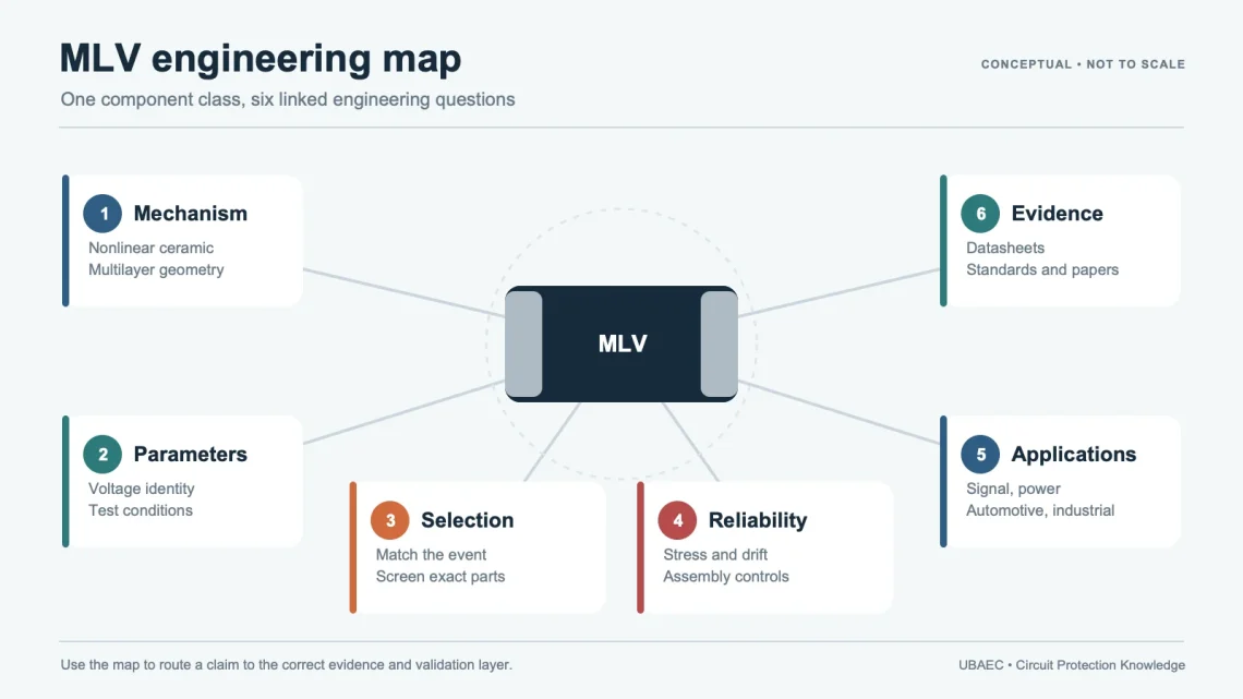MLV engineering knowledge map linking mechanism, parameters, selection, reliability, applications and evidence