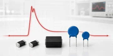Through-hole, molded SMD and multilayer varistors shown with a controlled residual-voltage surge trace