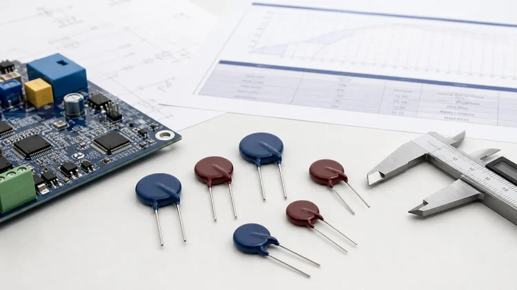 Engineer selecting a metal-oxide varistor using voltage surge and clamping requirements