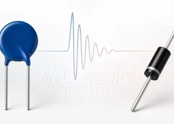 Metal-oxide varistor and TVS diode shown side by side for transient-protection comparison