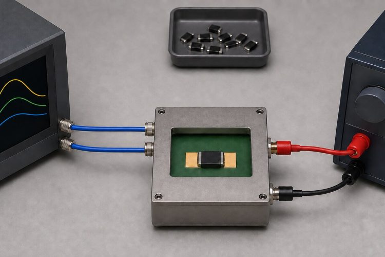 Single chip ferrite bead in a conceptual DC-bias impedance measurement fixture