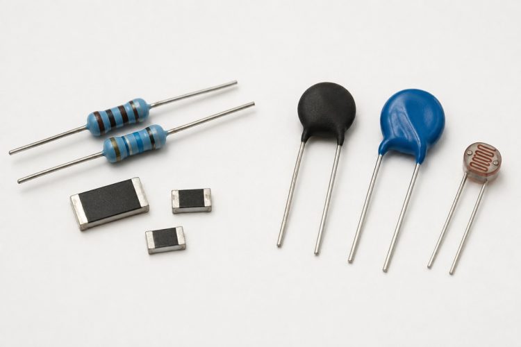 Linear fixed resistors compared with NTC thermistor, MOV varistor and photoresistor