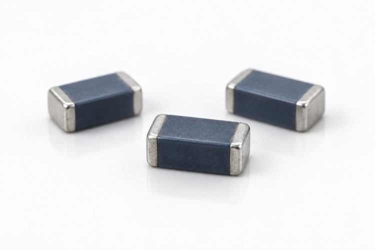 Three unmarked chip multilayer varistors on a white background