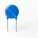 Blue radial-leaded disk MOV on a white background